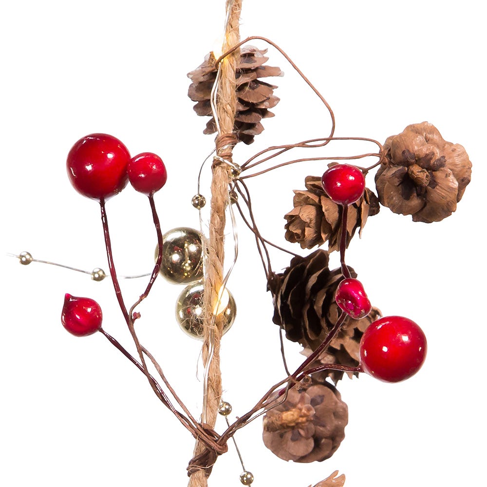 Kurt Adler 6-Foot Battery-Operated Pinecone and Red Berry Rope Garland